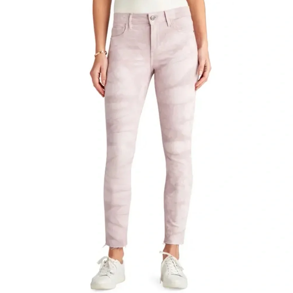 SAM EDELMAN Tie Dye Raw Hem Ankle Skinny Jeans In Crystal Pink